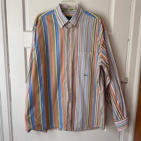 Paul & Shark Yachting Men’s Button Down Collared Shirt Colorful Stripe Print - Picture 10 of 16